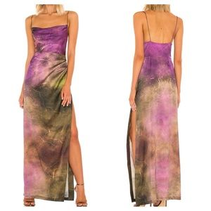NWT Retrofete Marlene Vintage Thunderstorm Silk Slip Maxi Dress S